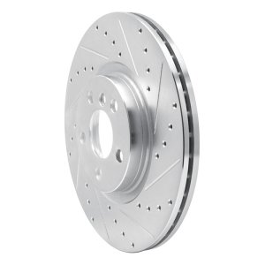BMW X1 Brake Rotor (1) - Front Right - R1 Concepts - Drilled & Slotted - Silver - `15-`25